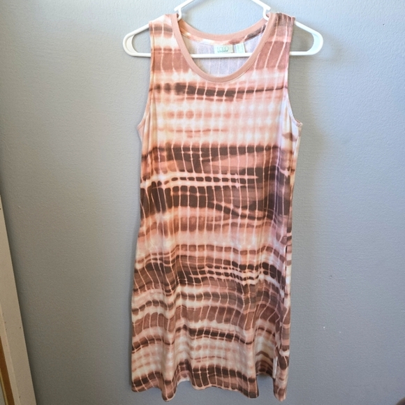 LOGO Lounge Small Brown Pink Tie Dye Tank Dress - Picture 1 of 4